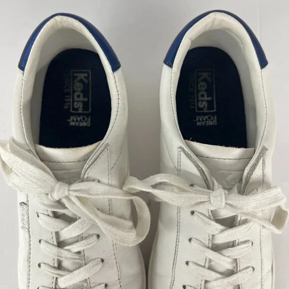 Sz 9 Women- Keds Ace Leather White / Blue, Dream Foam Padding‎ Sneakers - Picture 5 of 15